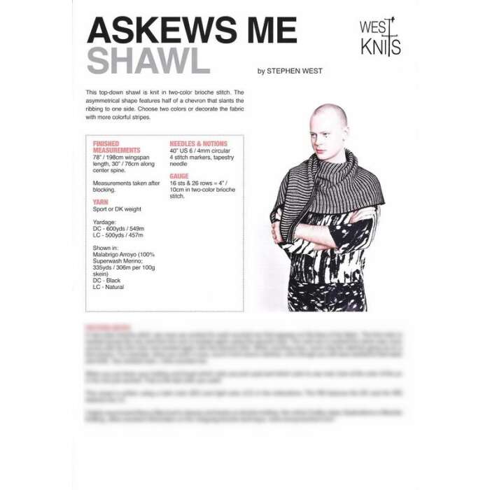 Stephen West - Askews Me Shawl - gedruckte Einzelblattanleitung