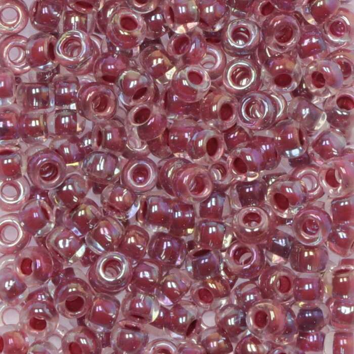 Toho Saatperlen 8/0 transparent Kristall mit erdbeerotem Einzug